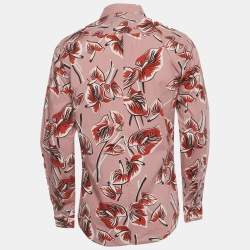 Pre Owned Marni Pink Leaf Print Cotton Long Sleeve Shirt L