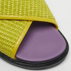 Pre Owned Marni Yellow Raffia Fussbett Flat Sandals Size 41