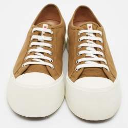 مملوكة مسبقًا Marni Pablos Size 44 Brown Canvas and Rubber Lace Up Sneakers