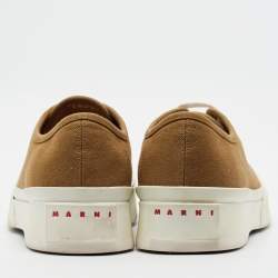 مملوكة مسبقًا Marni Pablos Size 44 Brown Canvas and Rubber Lace Up Sneakers