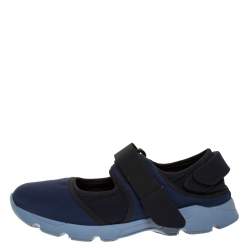 Marni Blue Fabric And Mesh Velcro Strap Sneakers Size 43