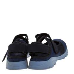 Marni Blue Fabric And Mesh Velcro Strap Sneakers Size 43