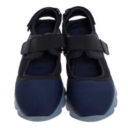 Marni Blue Fabric And Mesh Velcro Strap Sneakers Size 43