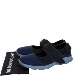 Marni Blue Fabric And Mesh Velcro Strap Sneakers Size 43
