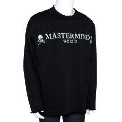 Mastermind World Black Logo Print Cotton Distressed Sweatshirt M