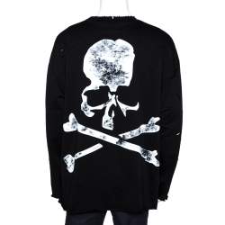 Mastermind World Black Logo Print Cotton Distressed Sweatshirt M