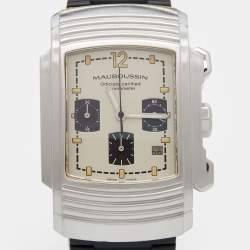 Mauboussin Silver Stainless Steel Rubber Fouga R.05390 Men's Wristwatch 32.50 mm