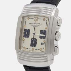 Mauboussin Silver Stainless Steel Rubber Fouga R.05390 Men's Wristwatch 32.50 mm