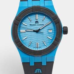 Pre Owned Maurice Lacroix Blue Plastic Recycled Ocean Material Rubber Aikon Tide AI2008-80080-300-0 Men's Wristwatch 40 mm