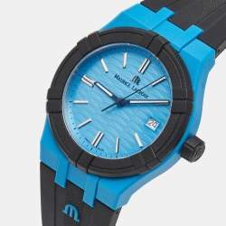 Pre Owned Maurice Lacroix Blue Plastic Recycled Ocean Material Rubber Aikon Tide AI2008-80080-300-0 Men's Wristwatch 40 mm