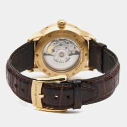 Maurice Lacroix Silver 18K Rose Gold Crocodile Leather Masterpiece Phase De Lune MP6428-PG101-11E Men's Wristwatch 40 mm
