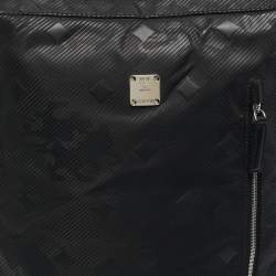 Pre Owned MCM Black Camouflage Textured Nylon Medium Dieter Backpack