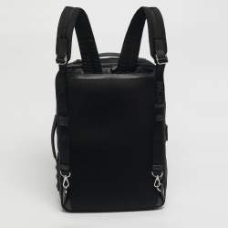 Pre Owned MCM Black Camouflage Textured Nylon Medium Dieter Backpack