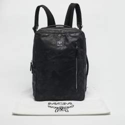 Pre Owned MCM Black Camouflage Textured Nylon Medium Dieter Backpack