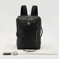 Pre Owned MCM Black Camouflage Textured Nylon Medium Dieter Backpack