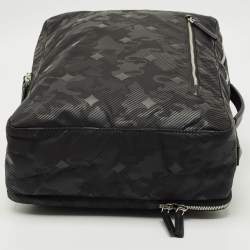 Pre Owned MCM Black Camouflage Textured Nylon Medium Dieter Backpack