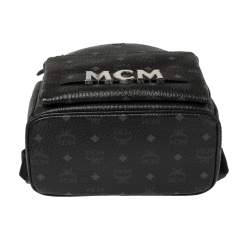 Pre Owned MCM Black Visetos Coated Canvas Trilogie Stark Backpack
