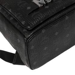 Pre Owned MCM Black Visetos Coated Canvas Trilogie Stark Backpack