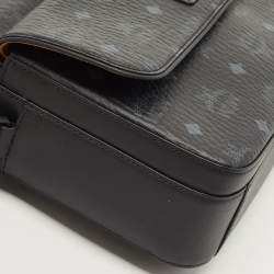 MCM Black Visetos Coated Canvas Aren Messenger Bag