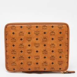 MCM Cognac Visetos Coated Canvas 13" iPad Case