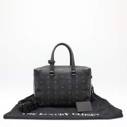 MCM Black Visetos Coated Canvas and Leather Medium Soft Berlin Tote