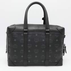 MCM Black Visetos Coated Canvas and Leather Medium Soft Berlin Tote
