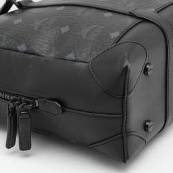 MCM Black Visetos Coated Canvas and Leather Medium Soft Berlin Tote