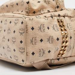 MCM Beige Visetos Coated Canvas Stark Side Studs Backpack