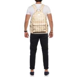 MCM Beige Visetos Coated Canvas Stark Side Studs Backpack