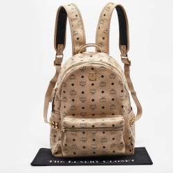 MCM Beige Visetos Coated Canvas Stark Side Studs Backpack