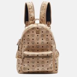 MCM Beige Visetos Coated Canvas Stark Side Studs Backpack