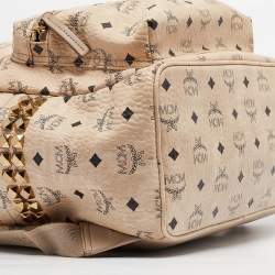 MCM Beige Visetos Coated Canvas Stark Side Studs Backpack