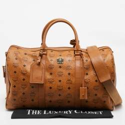 MCM Cognac Visetos Coated Canvas Ottomar Weekender Bag