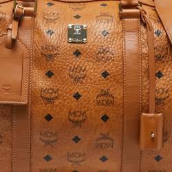 MCM Cognac Visetos Coated Canvas Ottomar Weekender Bag