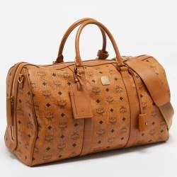 MCM Cognac Visetos Coated Canvas Ottomar Weekender Bag