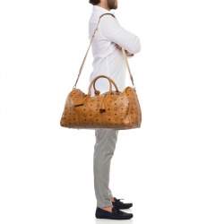 MCM Cognac Visetos Coated Canvas Ottomar Weekender Bag