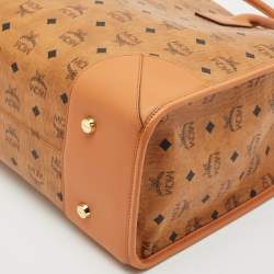 MCM Cognac Visetos Coated Canvas X-Large Muchen Tote
