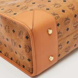 MCM Cognac Visetos Coated Canvas X-Large Muchen Tote