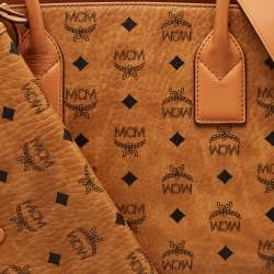 MCM Cognac Visetos Coated Canvas X-Large Muchen Tote