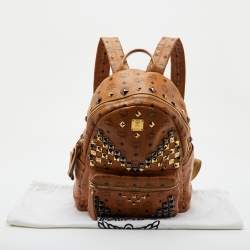 Pre Owned MCM Stark Large Cognac Visetos Coated Canvas Backpack