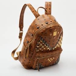 Pre Owned MCM Stark Large Cognac Visetos Coated Canvas Backpack