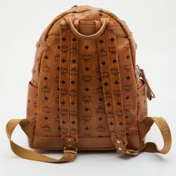 Pre Owned MCM Stark Large Cognac Visetos Coated Canvas Backpack