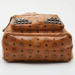 Pre Owned MCM Stark Large Cognac Visetos Coated Canvas Backpack