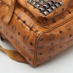 Pre Owned MCM Stark Large Cognac Visetos Coated Canvas Backpack