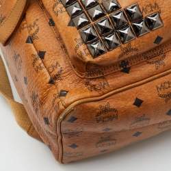 Pre Owned MCM Stark Large Cognac Visetos Coated Canvas Backpack