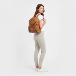 Pre Owned MCM Stark Large Cognac Visetos Coated Canvas Backpack
