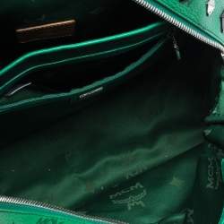 MCM Green Coated Canvas and Leather Large Studs Stark Backpack