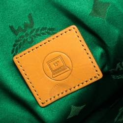 MCM Green Coated Canvas and Leather Large Studs Stark Backpack