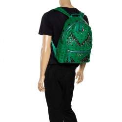 Stark leather backpack MCM Green in Leather - 33078990