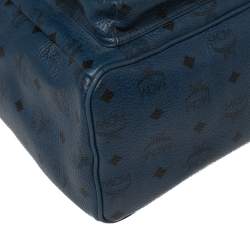 MCM Blue Coated Canvas and Leather Large Studs Stark Backpack